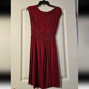 Red Ruched Cowl Neck Maxi Sundress